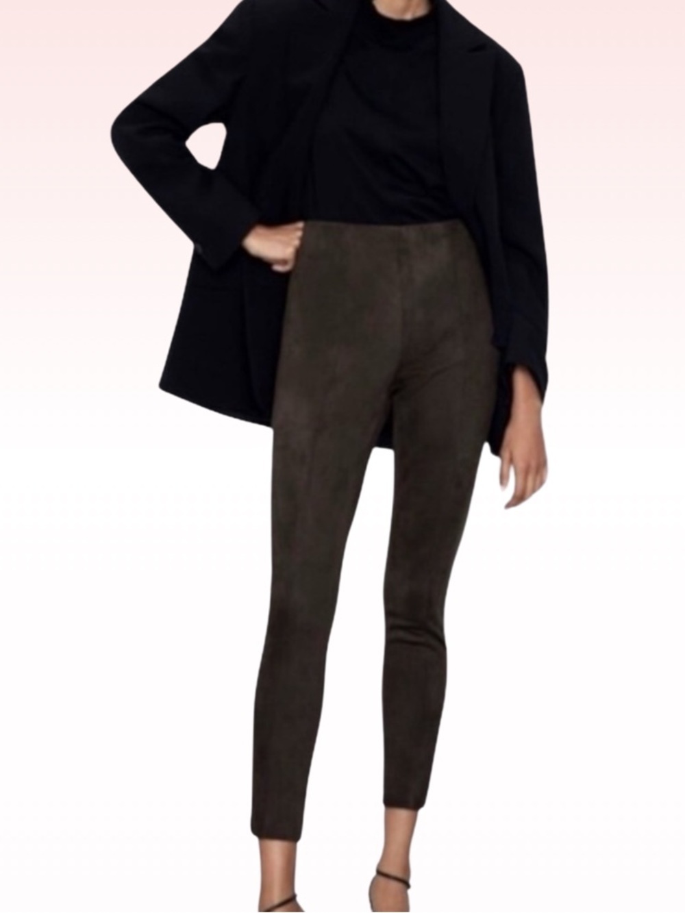 ZARA Brown Suede legging Pants (Sz Small)